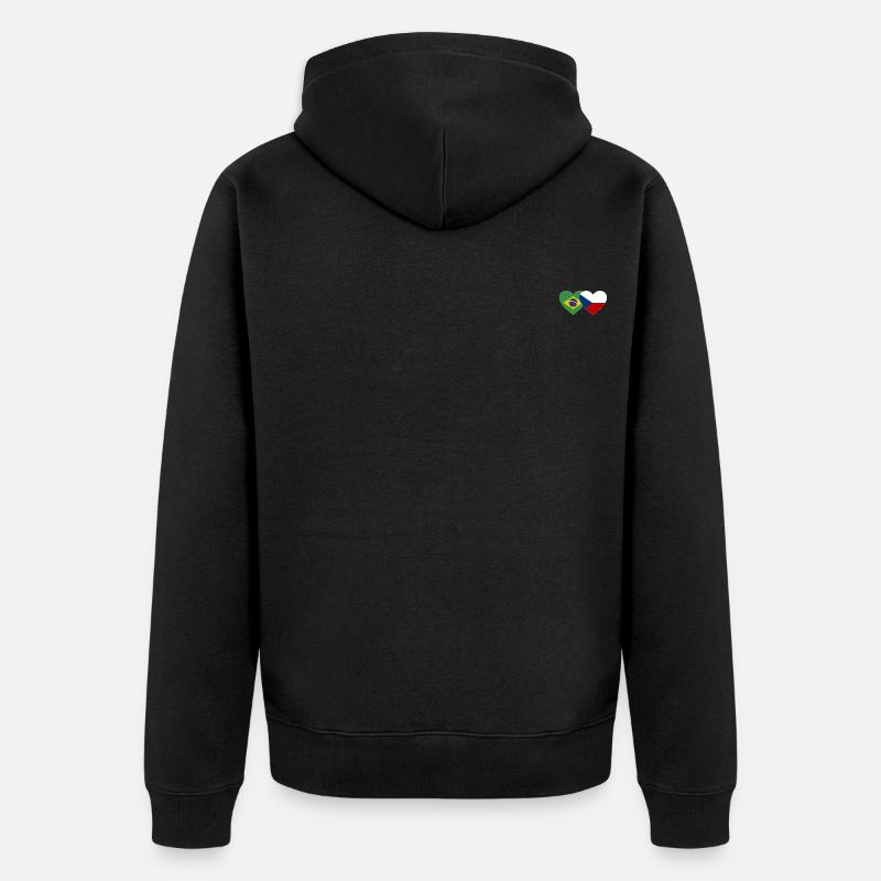 Brésil République tchèque Flag Heart - Veste à capuche bio Premium Unisexe - noir