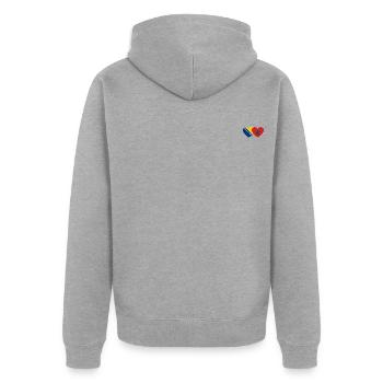 Bosnien Marokko Flagge Herz - Unisex Premium Bio Zip Hoodie - Grau meliert - Hinten - Nico (187cm)