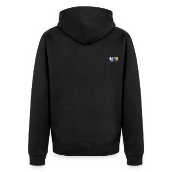 Griechenland Bosnien Flagge Herz - Unisex Premium Bio Zip Hoodie - Schwarz - Hinten - Nico (187cm)