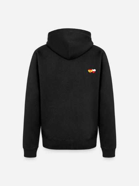 Spain Poland Flag Heart - Unisex Premium Organic Zip Hoodie - black