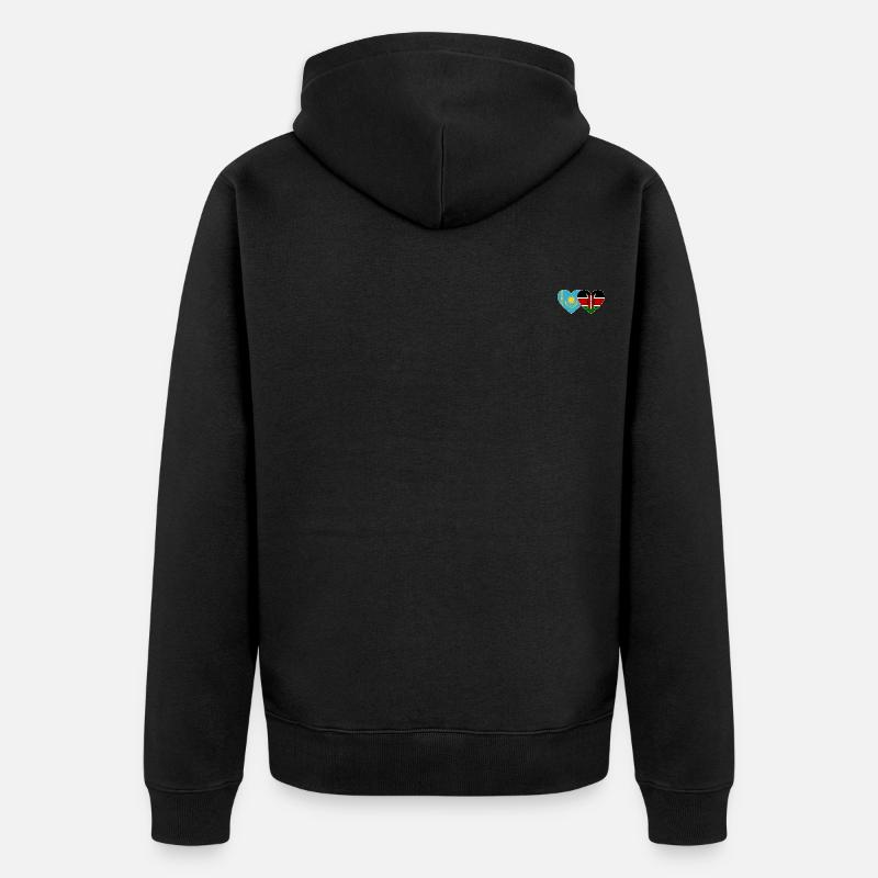Kazakhstan Kenya Flag Heart - Veste à capuche bio Premium Unisexe - noir