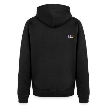 Finnland Mauritius Flagge Herz - Unisex Premium Bio Zip Hoodie - Schwarz - Hinten - Nico (187cm)