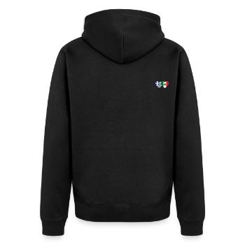 Griechenland Mexiko Flagge Herz - Unisex Premium Bio Zip Hoodie - Schwarz - Hinten - Nico (187cm)