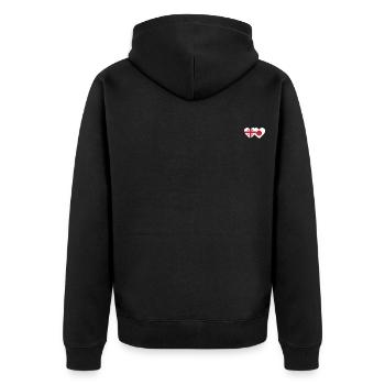Georgien Japan Flagge Herz - Unisex Premium Bio Zip Hoodie - Schwarz - Hinten - Nico (187cm)