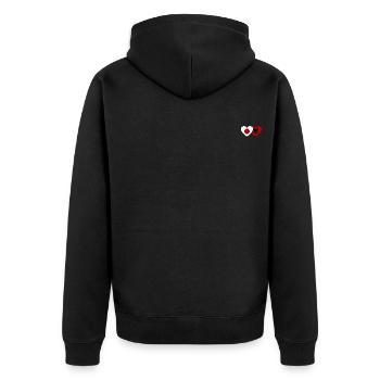 Japan Albanien Flagge Herz - Unisex Premium Bio Zip Hoodie - Schwarz - Hinten - Nico (187cm)