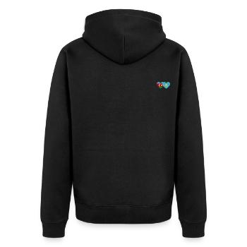 Aserbaidschan Kasachstan Flagge Herz - Unisex Premium Bio Zip Hoodie - Schwarz - Hinten - Nico (187cm)