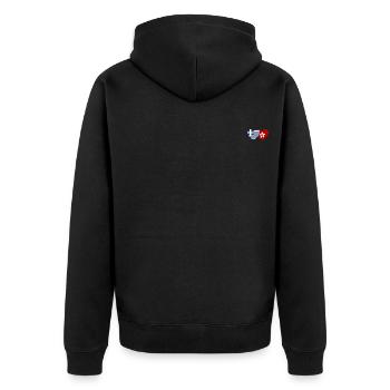 Griechenland Hongkong Flagge Herz - Unisex Premium Bio Zip Hoodie - Schwarz - Hinten - Nico (187cm)