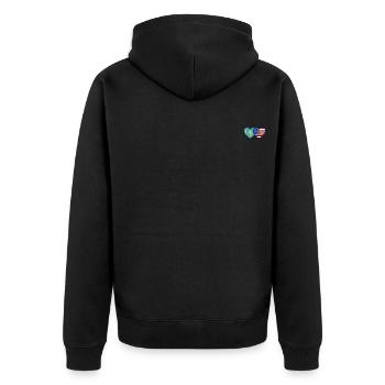 Kasachstan USA Flagge Herz - Unisex Premium Bio Zip Hoodie - Schwarz - Hinten - Nico (187cm)