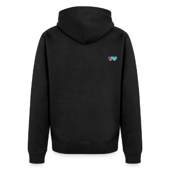 USA Kasachstan Flagge Herz - Unisex Premium Bio Zip Hoodie - Schwarz - Hinten - Nico (187cm)