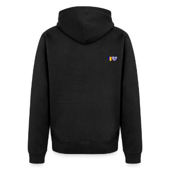 Rumänien Griechenland Flagge Herz - Unisex Premium Bio Zip Hoodie - Schwarz - Hinten - Nico (187cm)