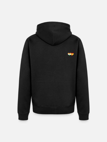 India Spain Flag Heart - Unisex Premium Organic Zip Hoodie - black