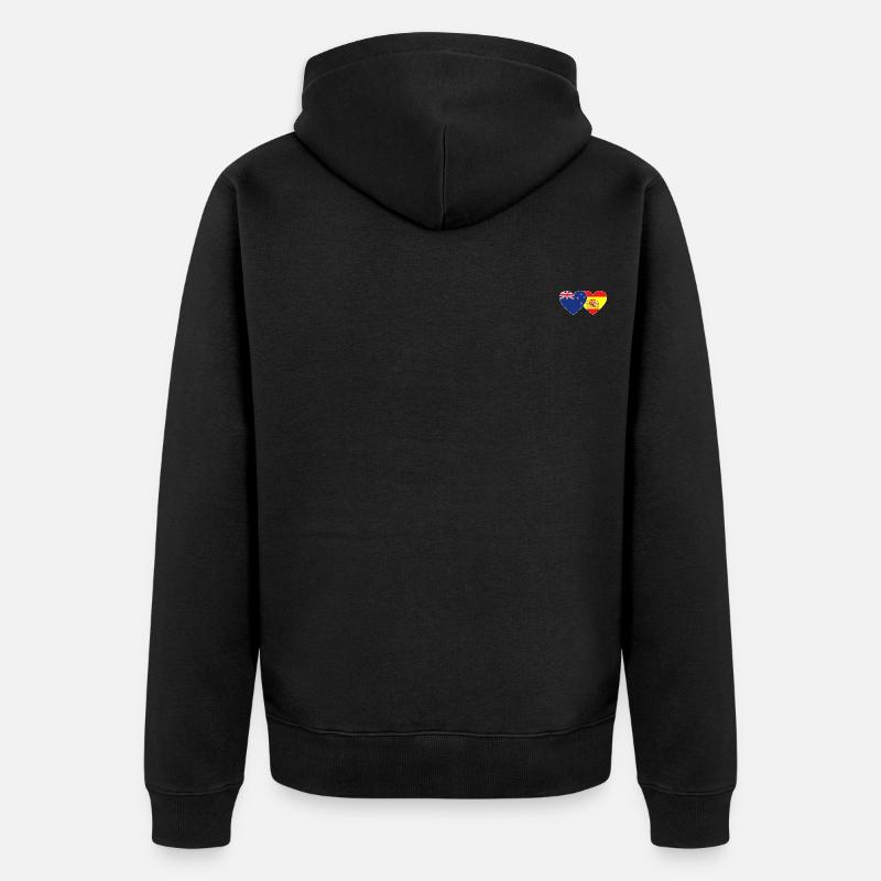 Nouvelle-Zélande Espagne Flag Heart - Veste à capuche bio Premium Unisexe - noir