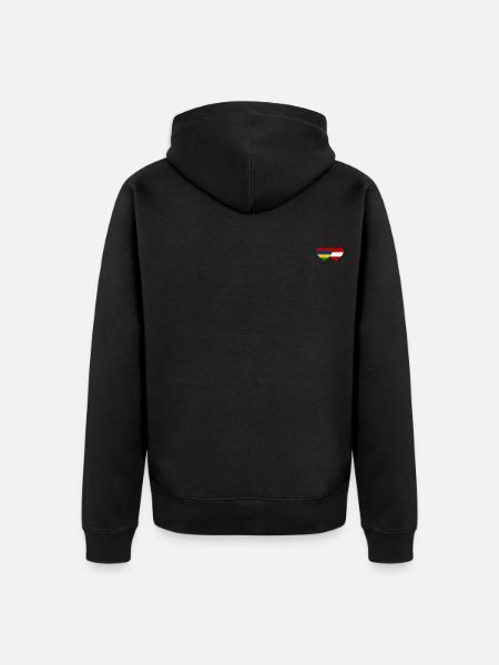 Mauritius Austria Flag Heart - Unisex Premium Organic Zip Hoodie - black