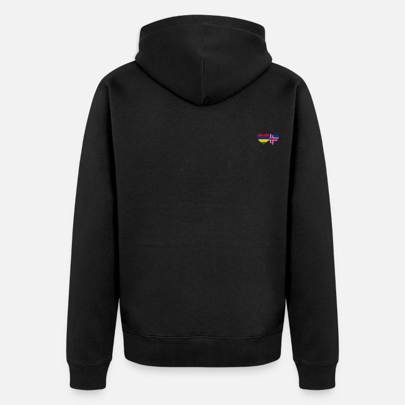 Maurice Islande Flag Coeur - Veste à capuche bio Premium Unisexe - noir