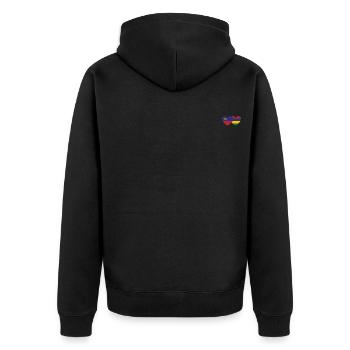 Liechtenstein Mauritius Flagge Herz - Unisex Premium Bio Zip Hoodie - Schwarz - Hinten - Nico (187cm)