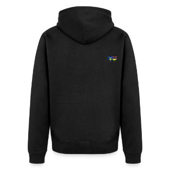 Bosnien Mauritius Flagge Herz - Unisex Premium Bio Zip Hoodie - Schwarz - Hinten - Nico (187cm)