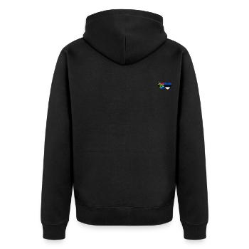 Südafrika Estland Flagge Herz - Unisex Premium Bio Zip Hoodie - Schwarz - Hinten - Nico (187cm)