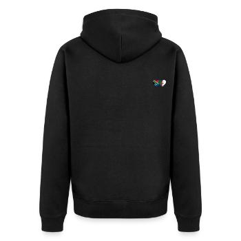 Südafrika Algerien Flagge Herz - Unisex Premium Bio Zip Hoodie - Schwarz - Hinten - Nico (187cm)