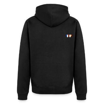 France Ireland Flag Heart - Unisex Premium Organic Zip Hoodie - black - Back - Nico (187cm)