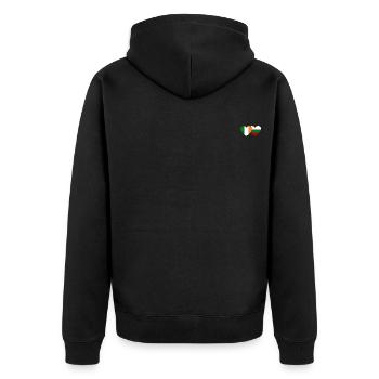 Irland Bulgarien Flagge Herz - Unisex Premium Bio Zip Hoodie - Schwarz - Hinten - Nico (187cm)