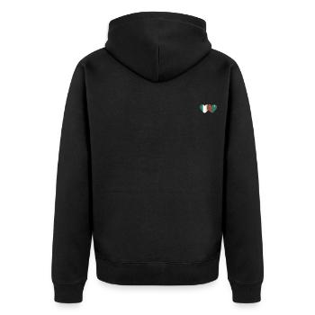 Irland Turkmenistan Flagge Herz - Unisex Premium Bio Zip Hoodie - Schwarz - Hinten - Nico (187cm)