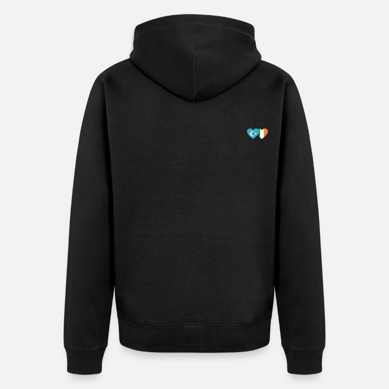 Cœur de drapeau ouïghour irlandais - Veste à capuche bio Premium Unisexe - noir