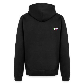 Irland Slowenien Flagge Herz - Unisex Premium Bio Zip Hoodie - Schwarz - Hinten - Nico (187cm)
