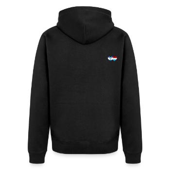 Israel Luxemburg Flagge Herz - Unisex Premium Bio Zip Hoodie - Schwarz - Hinten - Nico (187cm)