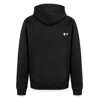 Irland Puerto Rico Flagge Herz - Unisex Premium Bio Zip Hoodie - Schwarz - Hinten - Nico (187cm)