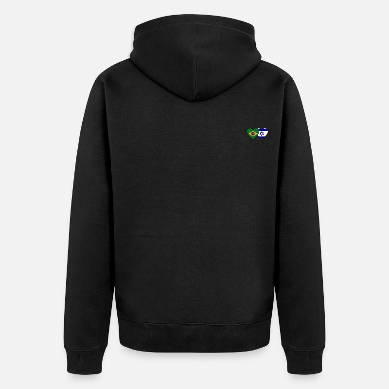 Brésil Israël Drapeau du cœur - Veste à capuche bio Premium Unisexe - noir