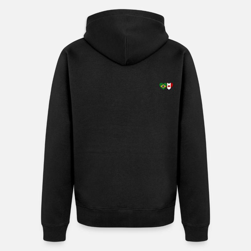 Brésil Canada Drapeau Coeur - Veste à capuche bio Premium Unisexe - noir