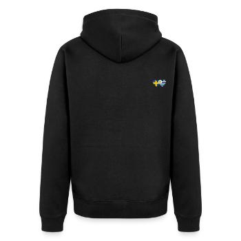 Schweden Uruguay Herz Flagge - Unisex Premium Bio Zip Hoodie - Schwarz - Hinten - Nico (187cm)