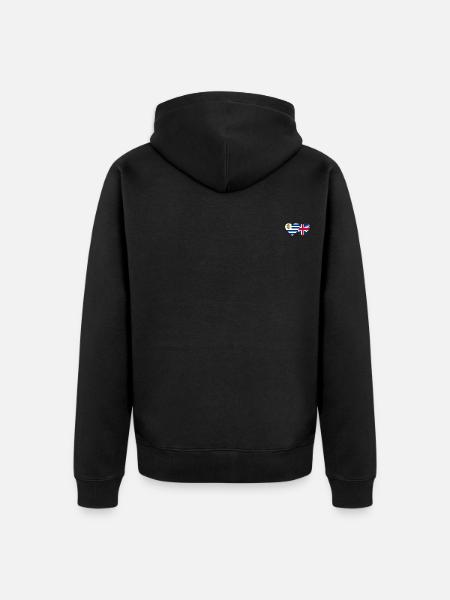 Uruguay England Heart Flag - Unisex Premium Organic Zip Hoodie - black