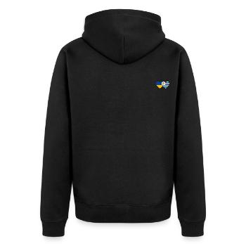 Ukraine Uruguay Herz Flagge - Unisex Premium Bio Zip Hoodie - Schwarz - Hinten - Nico (187cm)