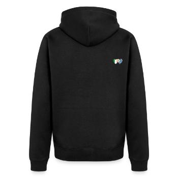 Irland Uruguay Herz Flagge - Unisex Premium Bio Zip Hoodie - Schwarz - Hinten - Nico (187cm)