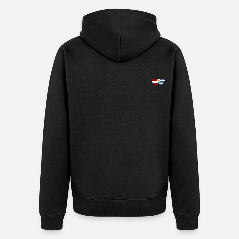 Autriche Uruguay Drapeau du cœur - Veste à capuche bio Premium Unisexe - noir