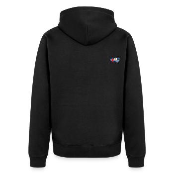 Island Uruguay Herz Flagge - Unisex Premium Bio Zip Hoodie - Schwarz - Hinten - Nico (187cm)