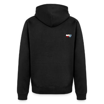 Polen Uruguay Herz Flagge - Unisex Premium Bio Zip Hoodie - Schwarz - Hinten - Nico (187cm)