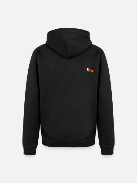 Madagascar Germany Heart Flag - Unisex Premium Organic Zip Hoodie - black