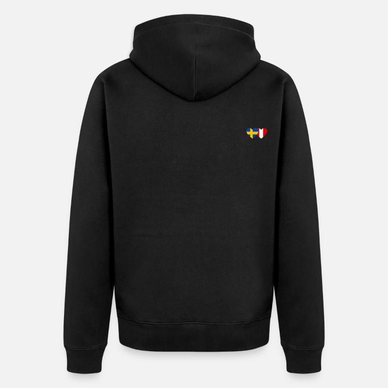 Suède Pérou Drapeau du Cœur - Veste à capuche bio Premium Unisexe - noir