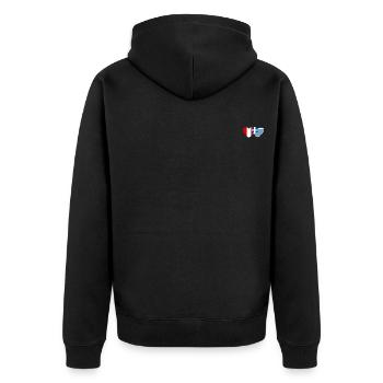 Peru Griechenland Herz Flagge - Unisex Premium Bio Zip Hoodie - Schwarz - Hinten - Nico (187cm)