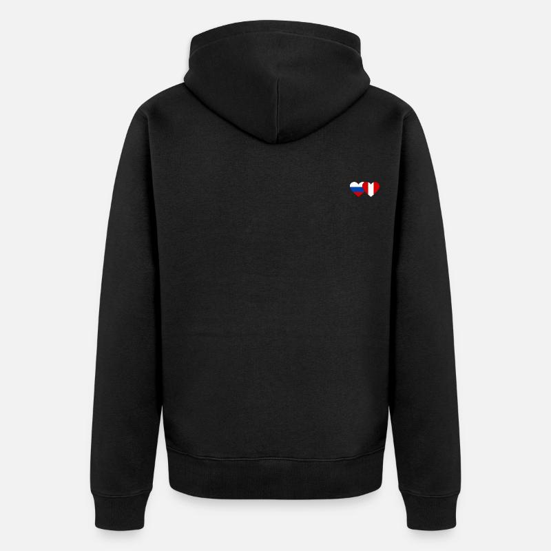 Russie Pérou Drapeau du Cœur - Veste à capuche bio Premium Unisexe - noir