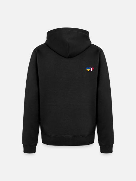 Ukraine Peru Heart Flag - Unisex Premium Organic Zip Hoodie - black