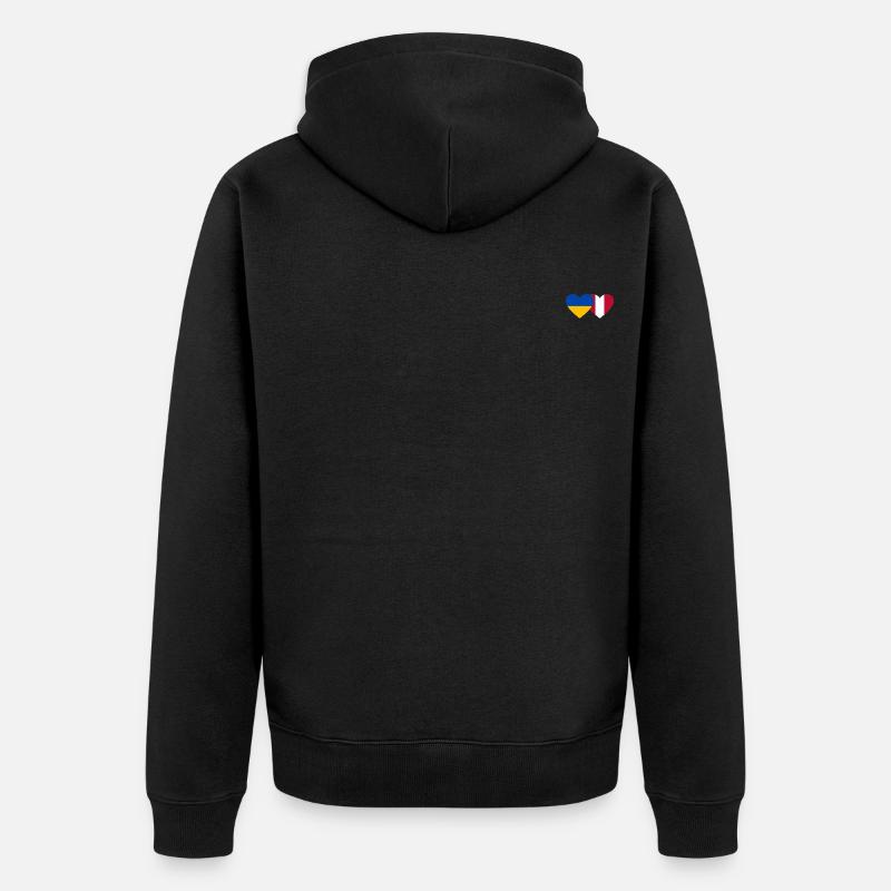 Ukraine Peru Herz Flagge - Unisex Premium Bio Zip Hoodie - Schwarz