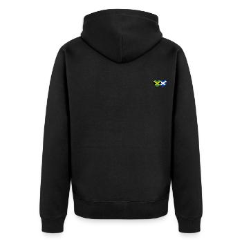 Jamaika Schottland Herz Flagge - Unisex Premium Bio Zip Hoodie - Schwarz - Hinten - Nico (187cm)
