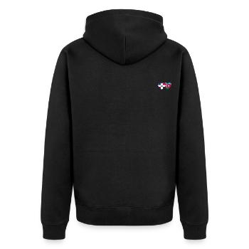 Dominikanische Republik Aserbaidschan Flagge Herz - Unisex Premium Bio Zip Hoodie - Schwarz - Hinten - Nico (187cm)