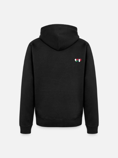 Madagascar France Flag Heart - Unisex Premium Organic Zip Hoodie - black