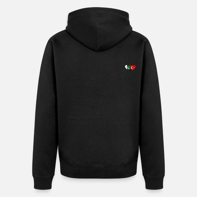 Pakistan Turquie Drapeau Coeur - Veste à capuche bio Premium Unisexe - noir