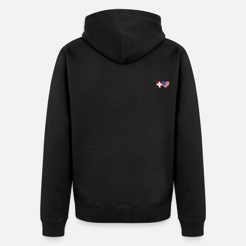 Danmark USA Flag Hjerte - Premium økologisk unisex-hættejakke - sort