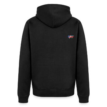 USA Azerbaijan flag heart - Unisex Premium Organic Zip Hoodie - black - Back - Nico (187cm)